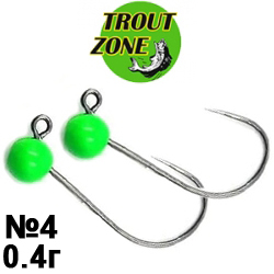 Trout Zone Джиг-головка вольфрам №4 гриншартрез