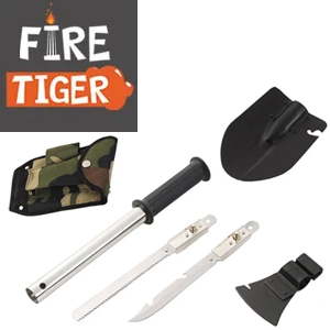 Лопата, топор, пила, нож  FIRE TIGER Набор X-14 