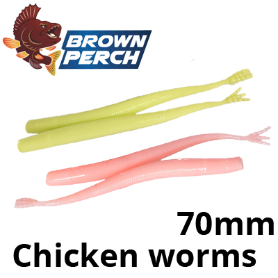 Brown Perch Chicken worms 70mm