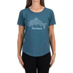 Футболка Simms Women's Floral Trout T-Shirt, Steel Blue Heather, XL