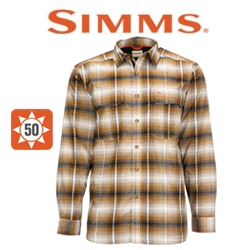 Simms Coldweather LS Shirt, Dark Bronze Black Plaid