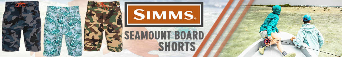 Simms Seamount Board Shorts, Woodland Camo Storm