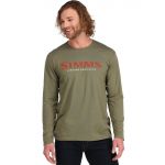 Футболка Simms Logo LS Shirt, Military Heather, XL