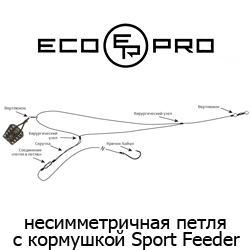 Фидерная оснастка ECOPRO несимметричная петля с кормушкой Sport Feeder
