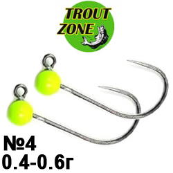Trout Zone Джиг-головка вольфрам №4 шартрез