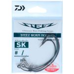 Крючки офсетные Daiwa Steez Worm Hook SS Screw Keeper #5/0 (3PCS)