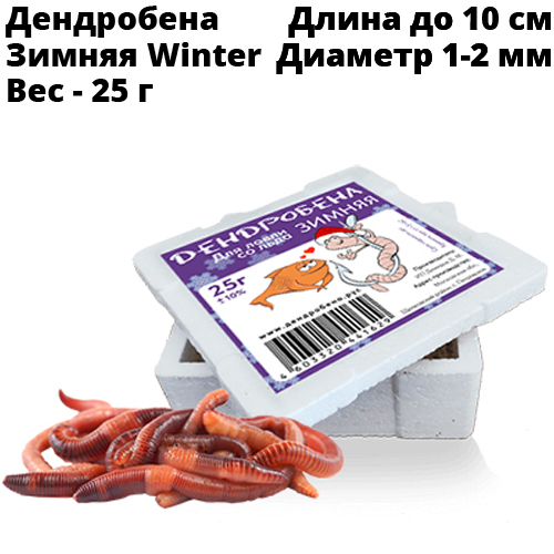 Червь Дендробена Зимняя Winter 25гр. Коробочка пенопласт