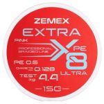 Плетёный шнур Zemex Extra X8 150m Pink, # 0.3 PE, d 0.09 mm