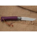 Нож Opinel №7 Trekking, нержавеющая сталь, кожаный темляк, фиолетовый