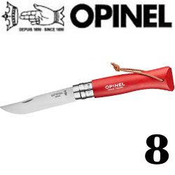 Opinel Trekking №8 VRI Colored Tradition Red с темляком