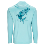 Термофутболка Simms Tech Hoody - Artist Series, Steel Blue/Tarpon, XXL
