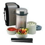 Термос для еды с контейнерами Tiger LWU-B200 Warm Silver (цвет серебряный)