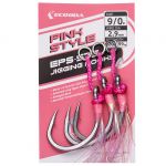 Крючок Ecooda Pink Style Jigging Hooks (Single Hook), прочность 88LB/40kg, уп.4 шт.