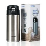 Термокружка Tiger MMJ-A036 Clear Stainless 0,36 л (цвет стальной, откидная крышка на кнопке)