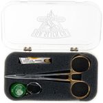 Набор ножницы кусачки для лески Airflo Nipper/Reel + 5 1/2" Gold Scissor Clamp In Fly Box