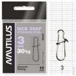 Застежка Nautilus Nice Snap stainless steel size # 3 тест 30кг