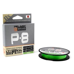Шнур плетёный Pelagic Braid X8 Green 150m PE #1/0.16мм, 9кг/20lb