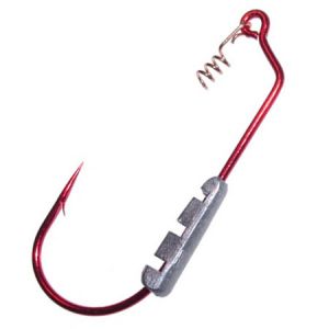 Крючок офсетный Daiichi Buttdragger оснащенный грузом и пружинкой, цвет Red, 4 шт. в уп. №3/0