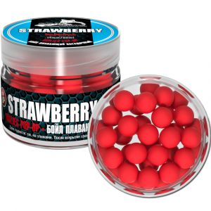 Бойлы насадочные плавающие Sonik Baits Pop-ups 14мм 90мл STRAWBERRY Fluo