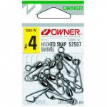 Застежка с вертлюгом Owner Hooked Snap Swivel №4 7шт