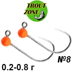 Trout Zone Джиг-головка вольфрам №8 оранжевый