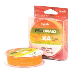Плетеный шнур Ayashi Pro Braid-X4 Orange 135md-0,28mm