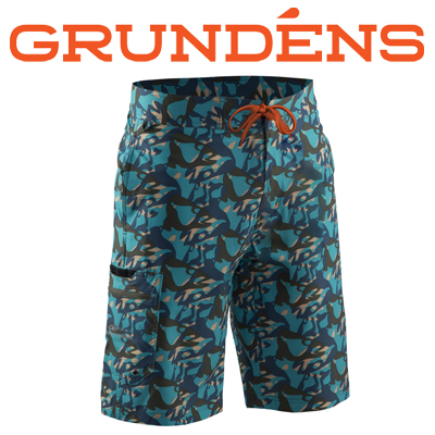 Grundens Fish Head Board Short Dusty Turquiose Camo