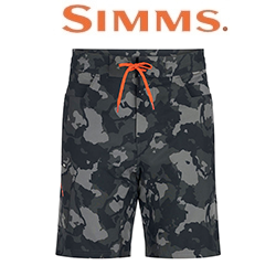 Simms Seamount Board Shorts, Regiment Camo Carbon