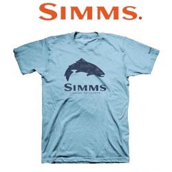 Simms Topo Camo Logo T-Shirt Trout Light Blue