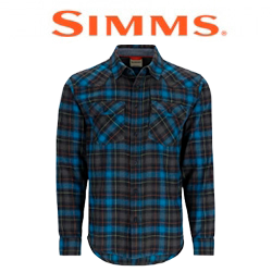 Simms Santee Flannel LS Shirt, Black/Bright Blue Window Pane Ombre