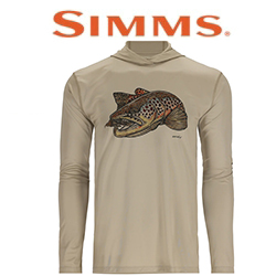 Simms Tech Hoody - Artist Series, Stone/Brown Trout