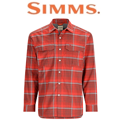 Simms Coldweather LS Shirt, Cutty Red Asym Ombre Plaid