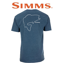 Simms Bass Outline T-Shirt, Sailor Blue Heather