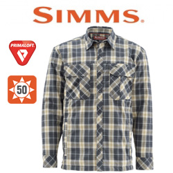 Simms Guide Insulated Shacket Light Khaki Plaid