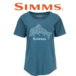 Simms Women's Floral Trout T-Shirt, Steel Blue Heather