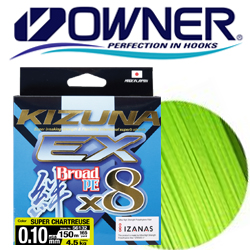 Owner Kizuna EX X8 Broad PE Super Chartreuse 150м
