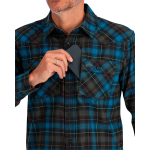 Рубашка Simms Santee Flannel LS Shirt, Black/Bright Blue Window Pane Ombre, S