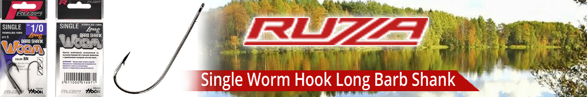 Ruzza Single Worm Hook Long Barb Shank