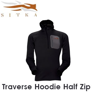 Sitka Traverse Hoodie Half Zip Black