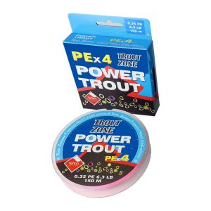 Плетеная леска Trout Zone PEx4 Power Trout 150m Fluo Pink 0.45PE 