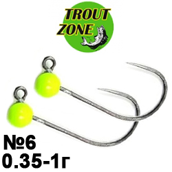 Trout Zone Джиг-головка вольфрам №6 шартрез