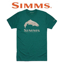 Simms Fire Hole Trout T-Shirt Dark Teal Heather