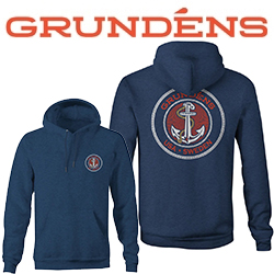 Grundens Displacement DWR Hoodie, Heather Navy
