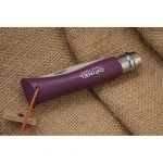 Нож Opinel №7 Trekking, нержавеющая сталь, кожаный темляк, фиолетовый
