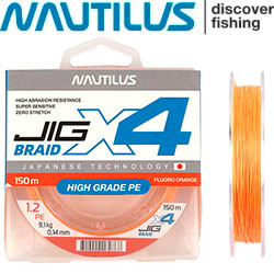 Nautilus X4 Jig Braid Fluoro Orange 150м