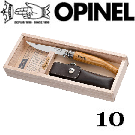 Opinel №10 VRI Folding Slim Olivewood в чехле