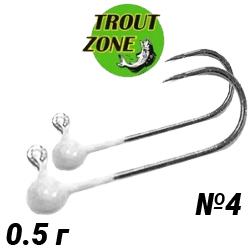Trout Zone Джиг-головка на крючке Kumho BN №4 (Безбородый) светонакопительный
