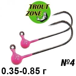 Trout Zone Джиг-головка на крючке Kumho BN №4 (Безбородый) розовый