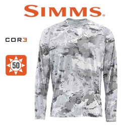 Simms SolarFlex LS Crewneck  Print Cloud Camo Grey