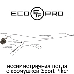Фидерная оснастка ECOPRO несимметричная петля с кормушкой Sport-Piker